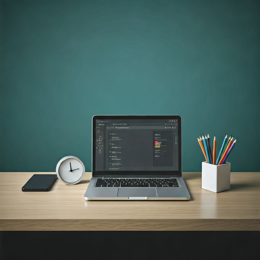 Modern web development workspace with laptop and coding